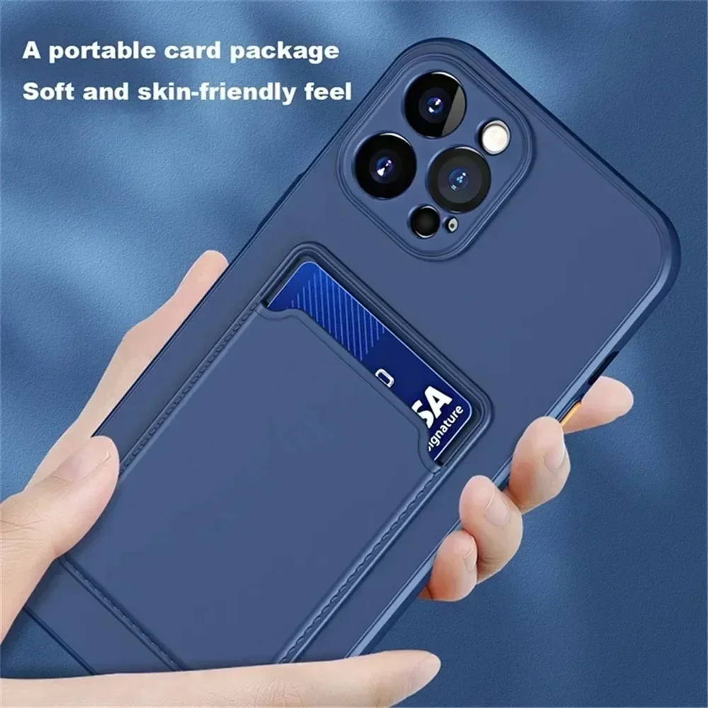 Slot para cartão saco titular caso de telefone para iphone 16 15 14 13 12 11 pro max mini xs xr 7 8 16 plus tpu carteira capa macia à prova de choque