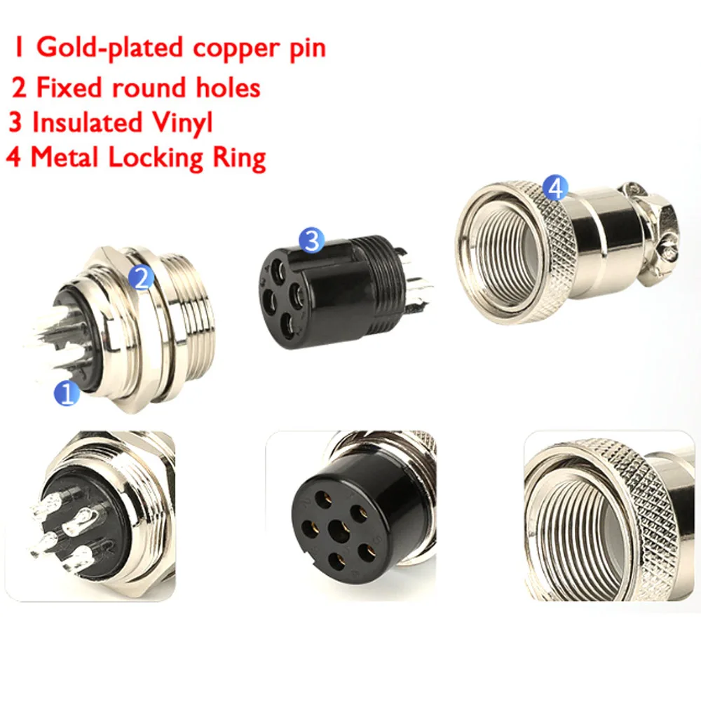 1set16mm GX16 2/3/4/5/6/7/8/9 Pin Male & Female  L70-78 Circular Aviation Socket Plug Wire Panel Connector