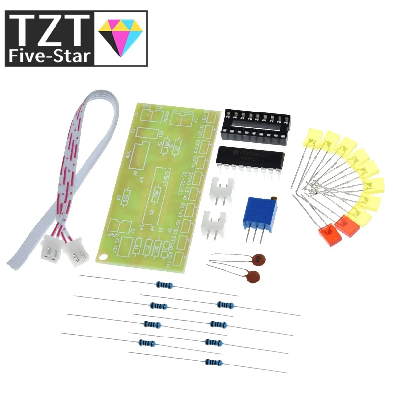 TZT 1/3 Stück Lustiger 10-Stufen-Audiopegel-Anzeiger LM3915 DIY-Kit Elektronische Audio-Anzeigesuite – Detail 4