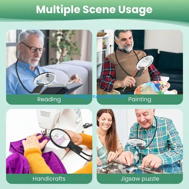 

Y5GD Универсальная увеличительное стекло Объектив 12X с 3 режимами освещения Шея Удобный дизайн для рукоделия и чтения