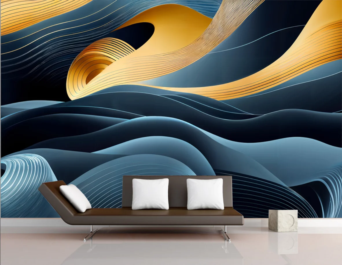 Custom size 3d wallpaper Geometric shapes curved lines and pattern art background mural home decor wall decorative paintings