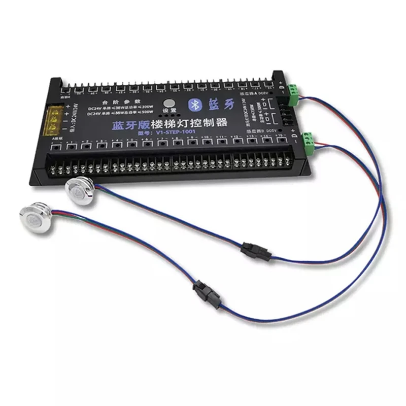 

TKOH-Phone Control Pir Motion Sensor Stair Light Controller DC12V 24V 30 Steps Ladder Led Strip Light Controller