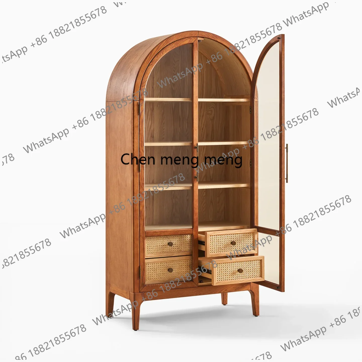 A38 French retro solid wood, medieval style dining side cabinet, wall locker, living room decorative cabinet
