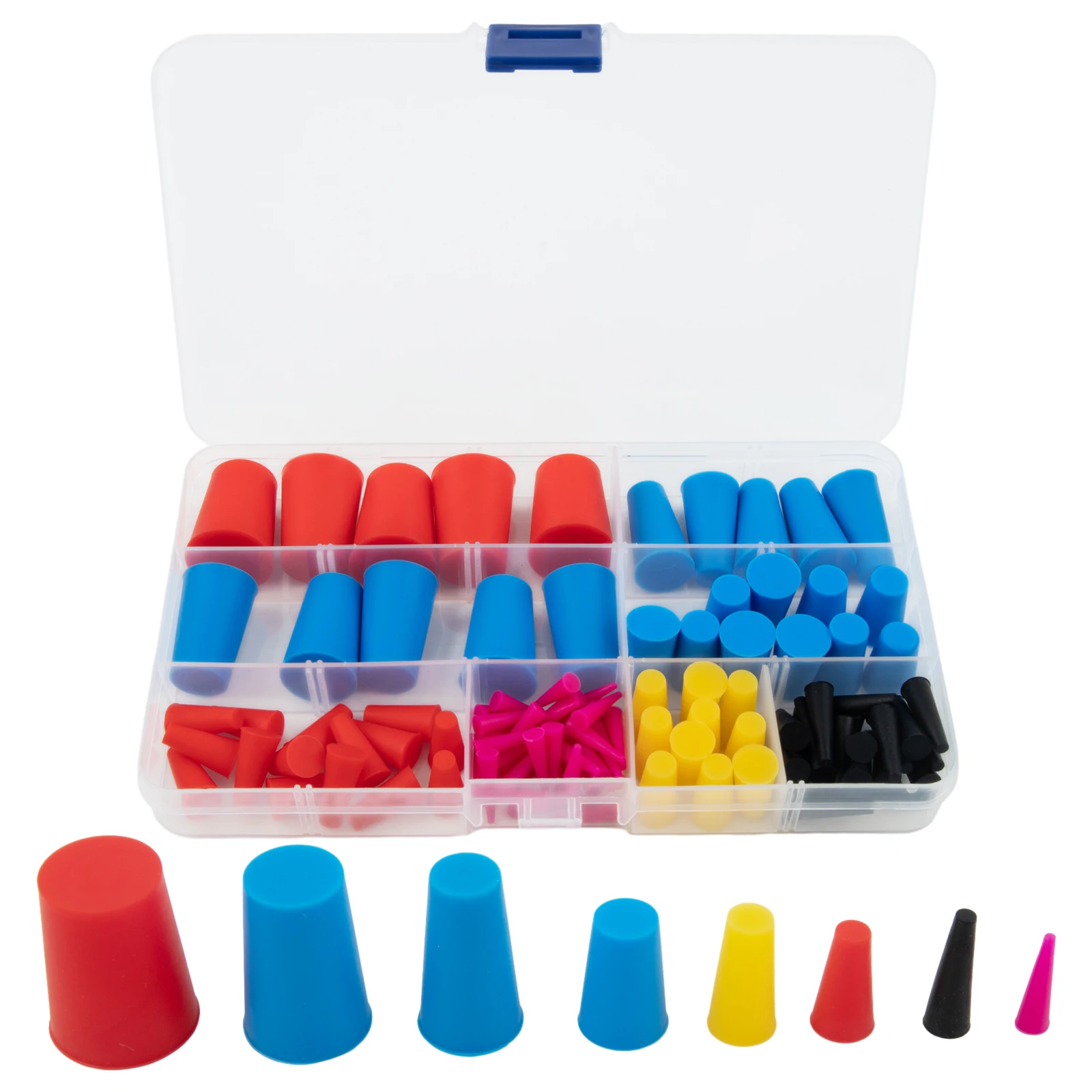 105Pcs Silicone Cone Masking Kit High Temperature Resistant for Powder Coating Anodizing and Painting Use with Storage Box