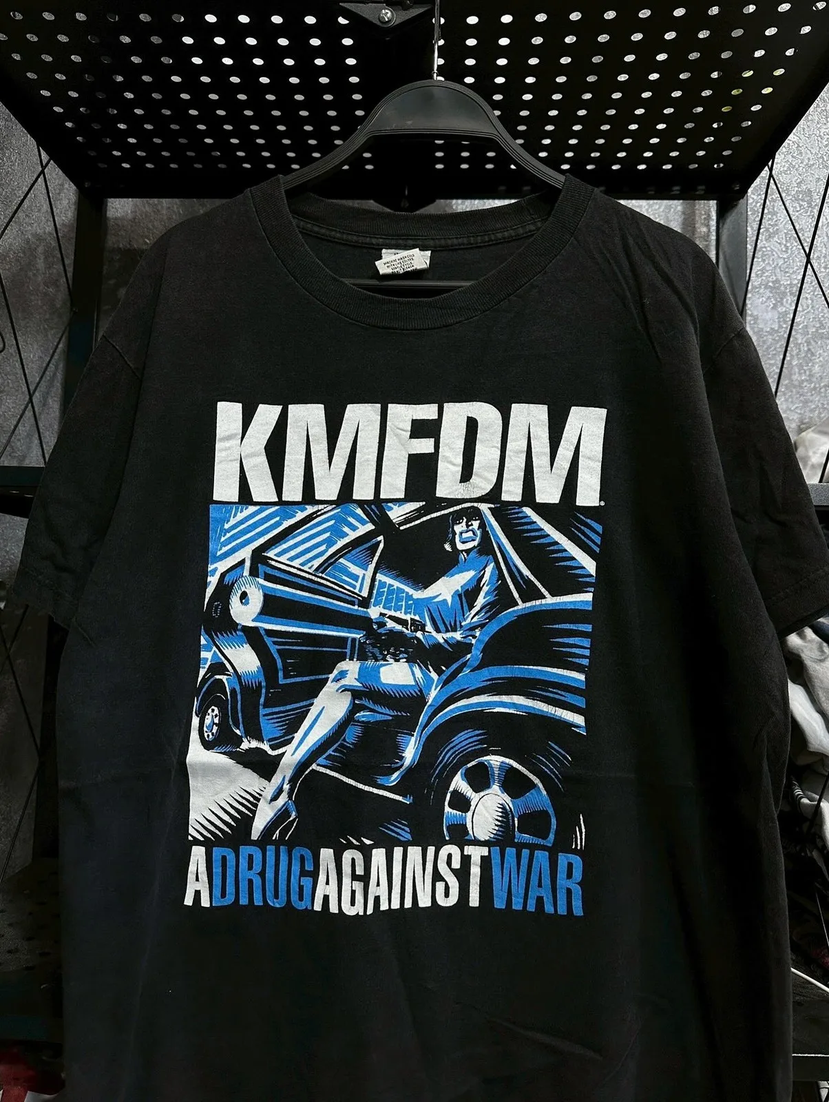 

Vintage KMFDM ‘ Adrug Against War ‘ Band Black Unisex Shirt S-5XL WA1441 Designer Clothes Men Vintage Clothes