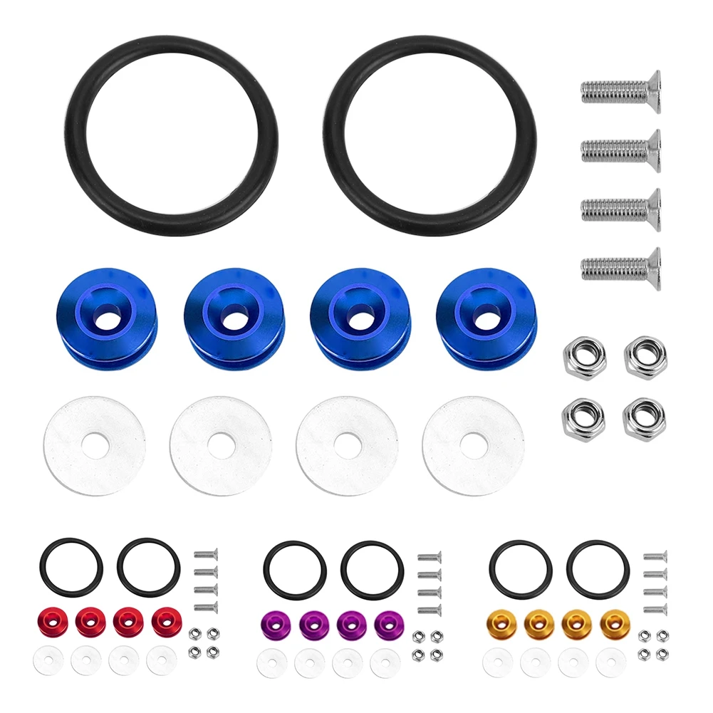 Quick Release Fasteners Rings Colorful Quick Release Fasteners Rubber Rings Kit for Car Bumper Trunk Mud Guard Lid