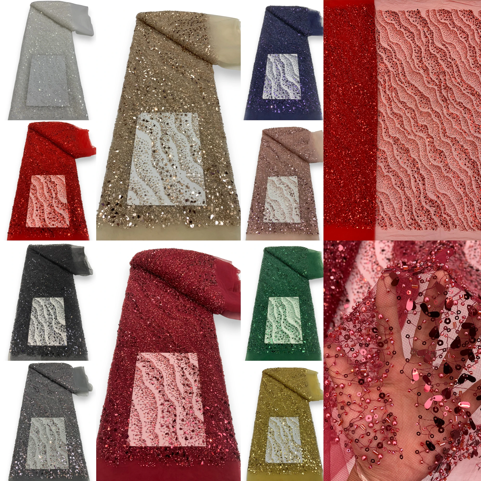 أحدث النيجيري الترتر أقمشة الدانتيل مطرز أقمشة الدانتيل الفاخرة الفرنسية التطريز العريس أقمشة الدانتيل لفستان الزفاف #5