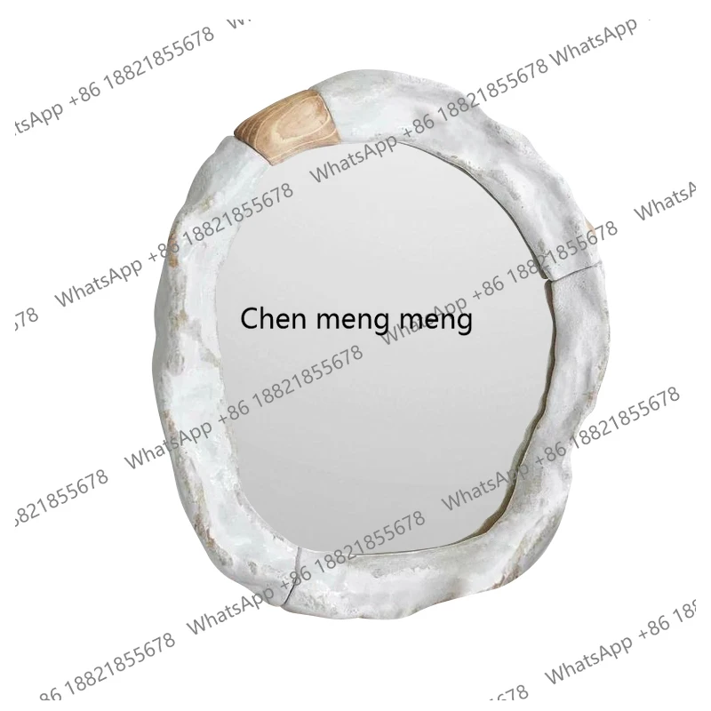 Light luxury bathroom mirror, European irregular cream style wall hanging master bedroom dressing mirror, B&B decorative mirror