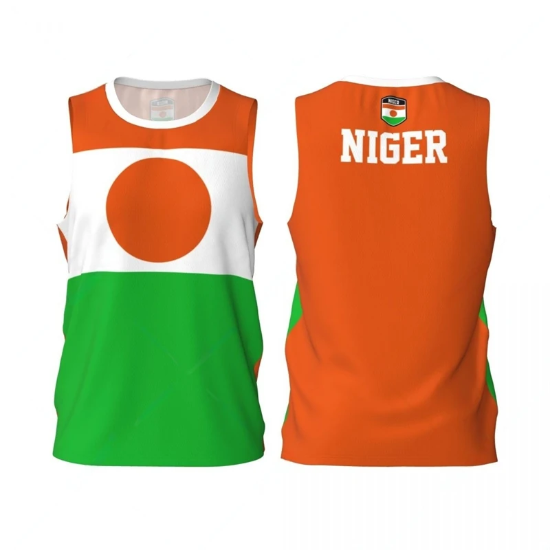 Niger Flag Basketball Tank Tops Summer Fashion National Emblem 3D Printed Sleeveless T Shirts Loose Quick Dry Sports Vest Tees