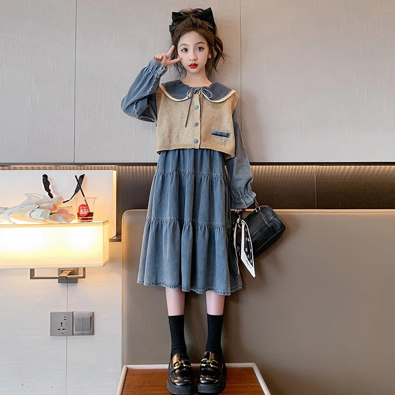 spring-autumn-school-girl-2pcs-suit-junior-girl-long-sleeve-lapel-one-piece-dress-single-breasted-vest-set-for-girl-4-12yrs