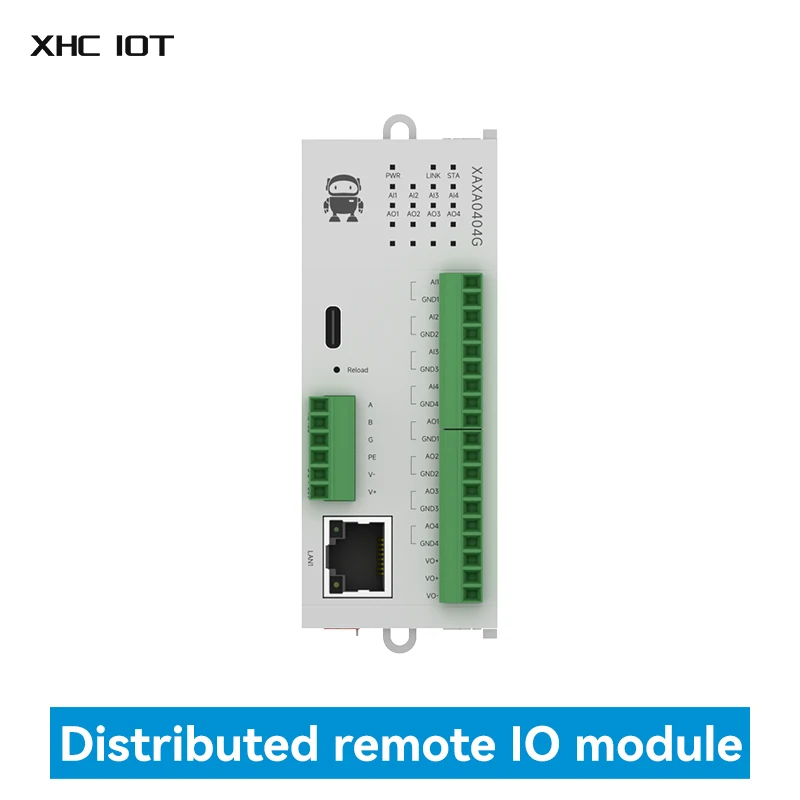 4AI+4AO Distributed Remote IO Module Host Module XHCIOT M31-XAXA0404G Analog Switch Acquisition RJ45 RS485 Modbus TCP/RTU