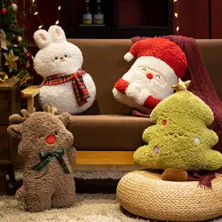 หมอนซานตาคลอสตกแต่งวันหยุดห้องนั่งเล่นโซฟาหมอนห้องนอน Snowman Christmas Gingerbread Man