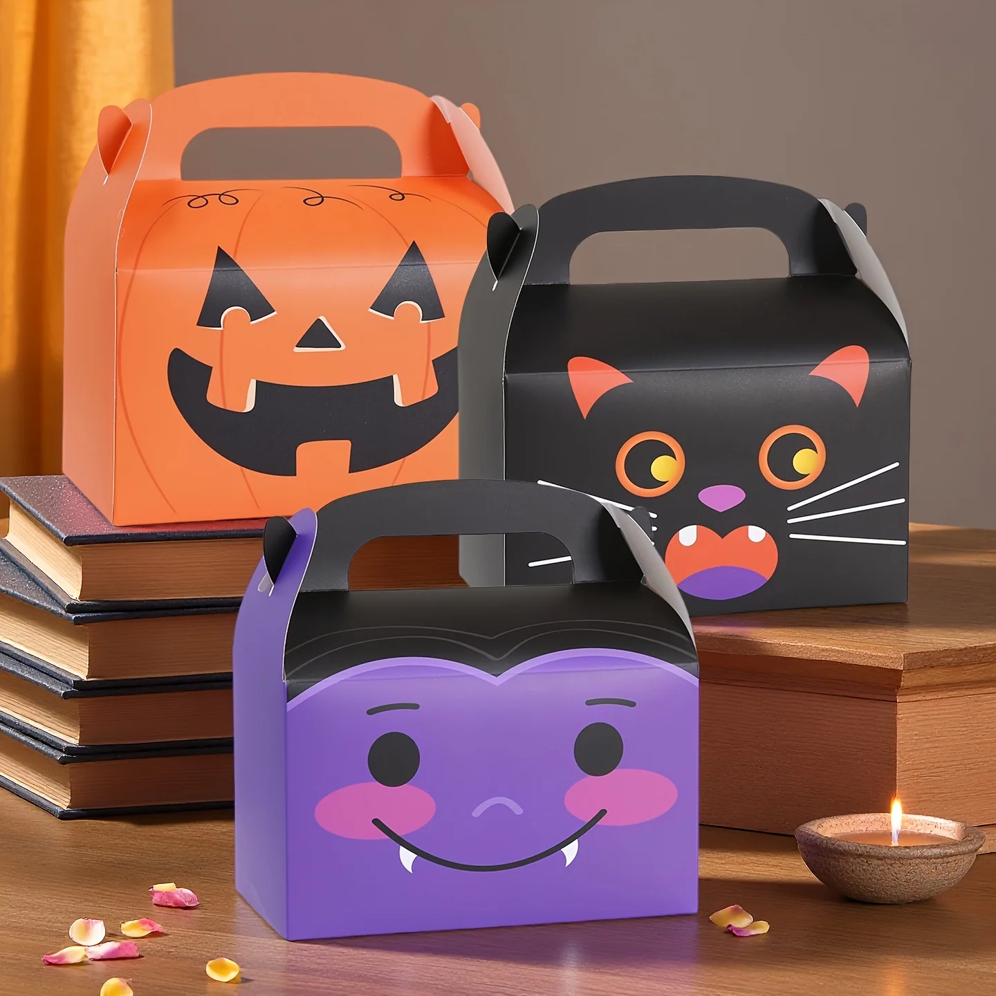 6/12 Halloween Süßigkeiten Geschenkbox Monster Kürbis Katze Mumie Vampir Skelett Papier Geschenkbox Süßigkeiten & Kekse Horror Thema