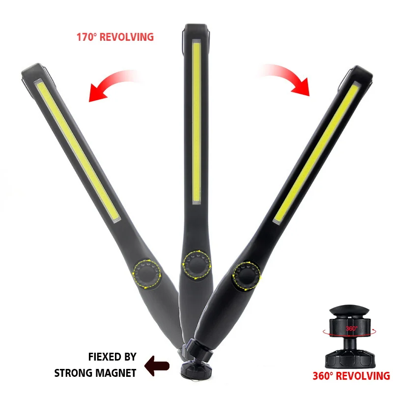 USB Rechargeable COB Work Light Portable Magnetic 360° Inspection LED Work Light For Car Repair, Home Use, Workshop
