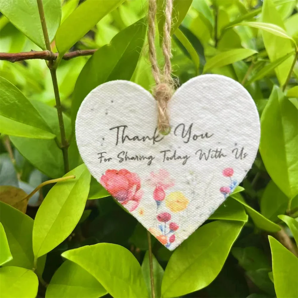 Custom Plantable Seed Paper Heart Wedding Favors, Wildflower Seed Paper, Handmade Gift for Guest, Thank You Card, Baby Shower Fa