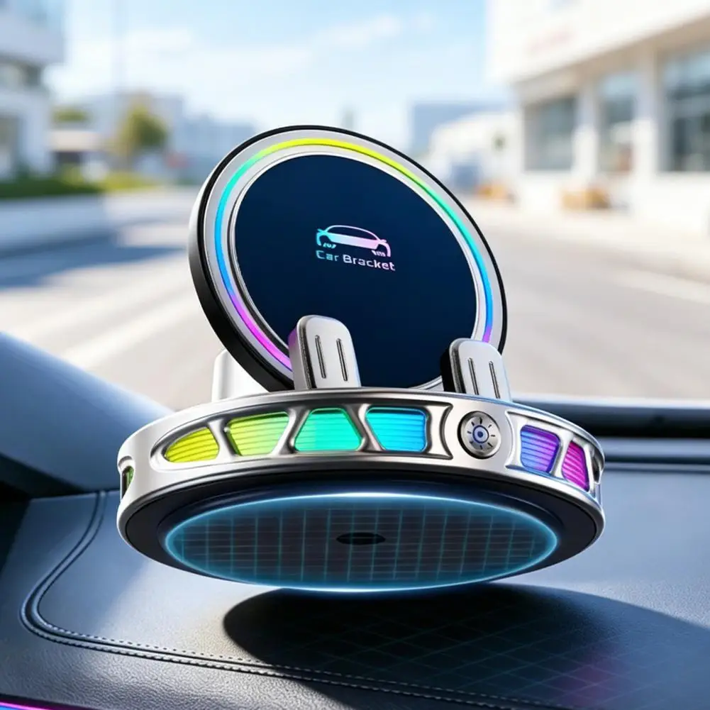 

Car Phone Holder with Light Wireless Charging Car Phone Mount with Rgb Ambient Light 15w Magnetic Charger Stand Vacuum Suction