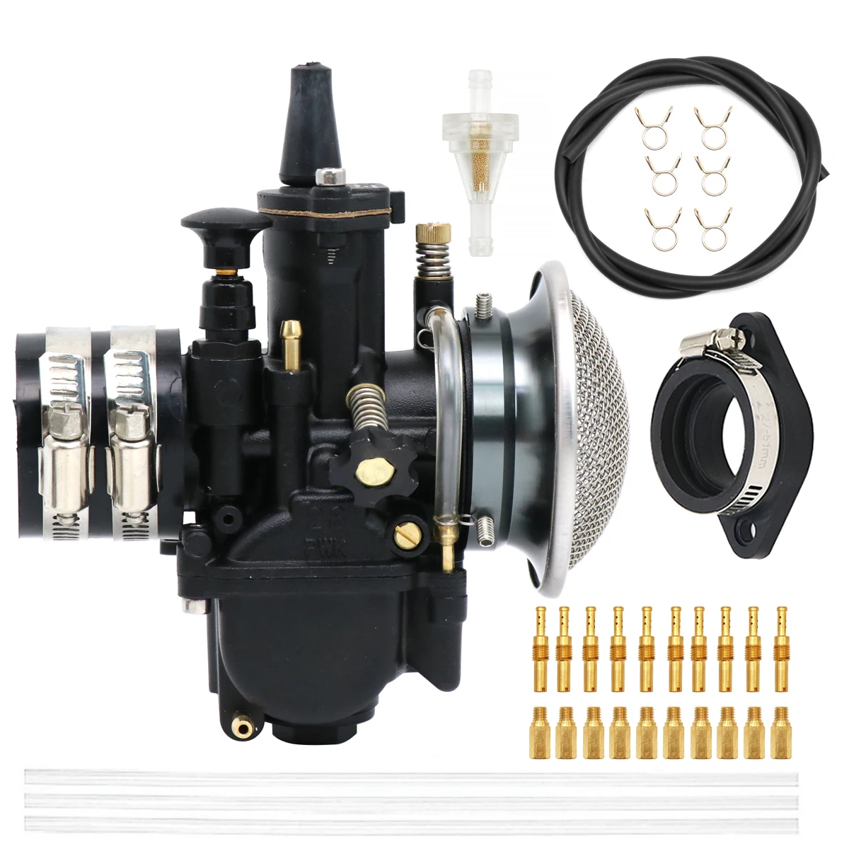

Alconstar 21-34mm Motorcycle Racing Carburetor 2T 4T PWK Style Black Available in Multiple Sizes for OKO Motorcycle Carb