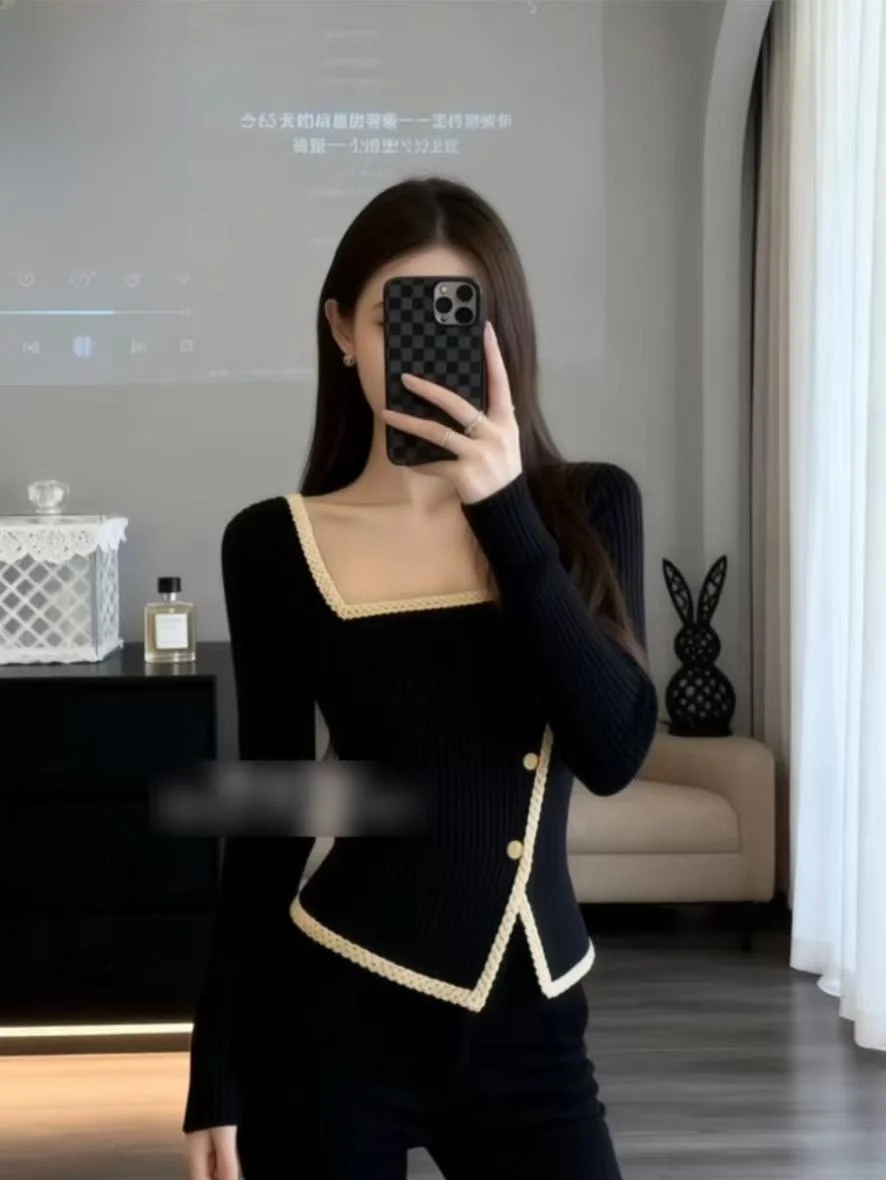 

Модный корейский длинный вязаный кардиган на пуговицах для женщин, осенне-зимний, приталенный, из мягкого полиэфирного волокна