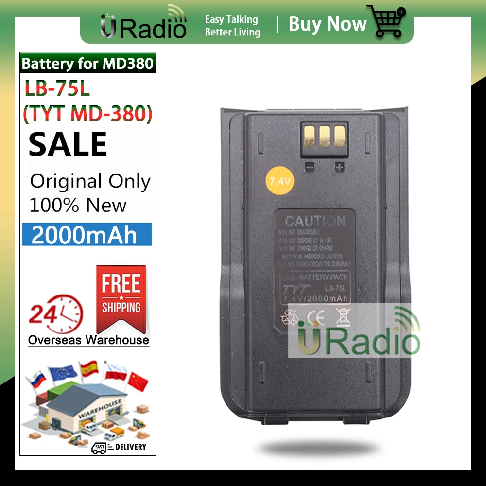 Original li-ion MD-380 batterie tyt md 380 MD-UV380 kompatibel mit rt3 MD-446 DP-290 rt3s batterie 7,2 v 2000mah digitalradio