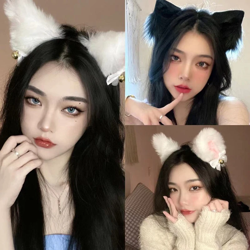 Cosplay Cute Cat Fox Fur Ear Hair Hoops Night Party Anime Lolita Hairband Fur Headbands Clip Girl Hair Accessories Ear Hair Band