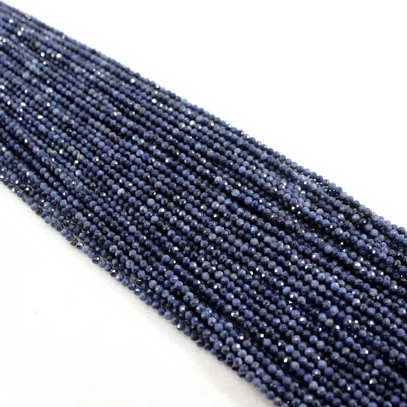 Natural Faceted AA Blue Sapphire Small Tiny Seed 2/3/4/5/6MM High Quality Loose Round Beads For Jewelry Making Bracelet Necklace