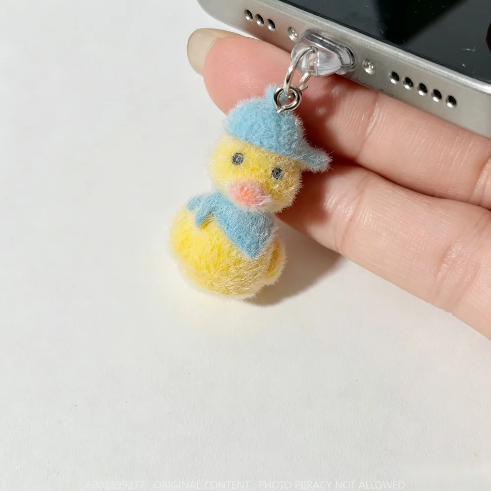 Plug Cute Duck Phone Dust 3D Blue Cap Wearing Poultry Animal Shape Lovely Charm Loop Earphone Hole Charging Port Protect