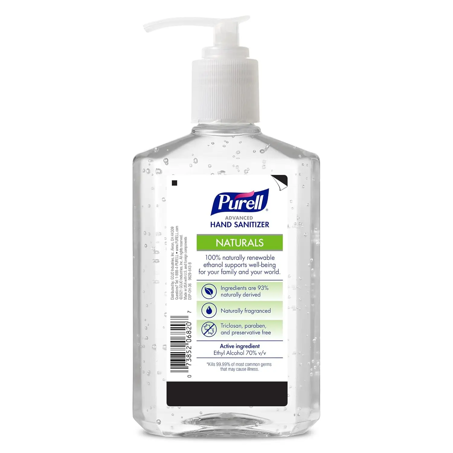 

Усовершенствованный Дезинфицирующий Гель для рук, с кондиционерами для кожи и эфирными маслами, 12 флотов в бутылке с насосом (приблизительно 12) - 9629-12