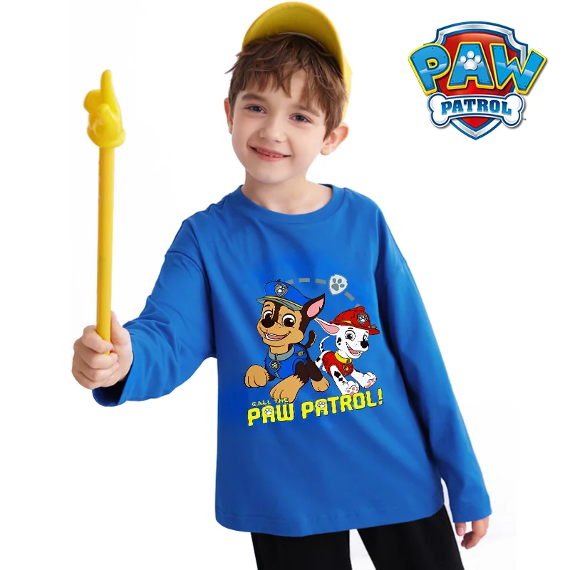 Paw Patrol z długimi rękawami Chase Skye topy Anime postać z kreskówki wzór koszula z nadrukiem ciepły wygodny prezent urodzinowy dla dziecka