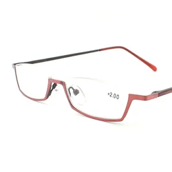 Reading Glasses for Men Square Alloy Prescription Glasses Half Frame Legs Can Expand Wire Drawing Process Red