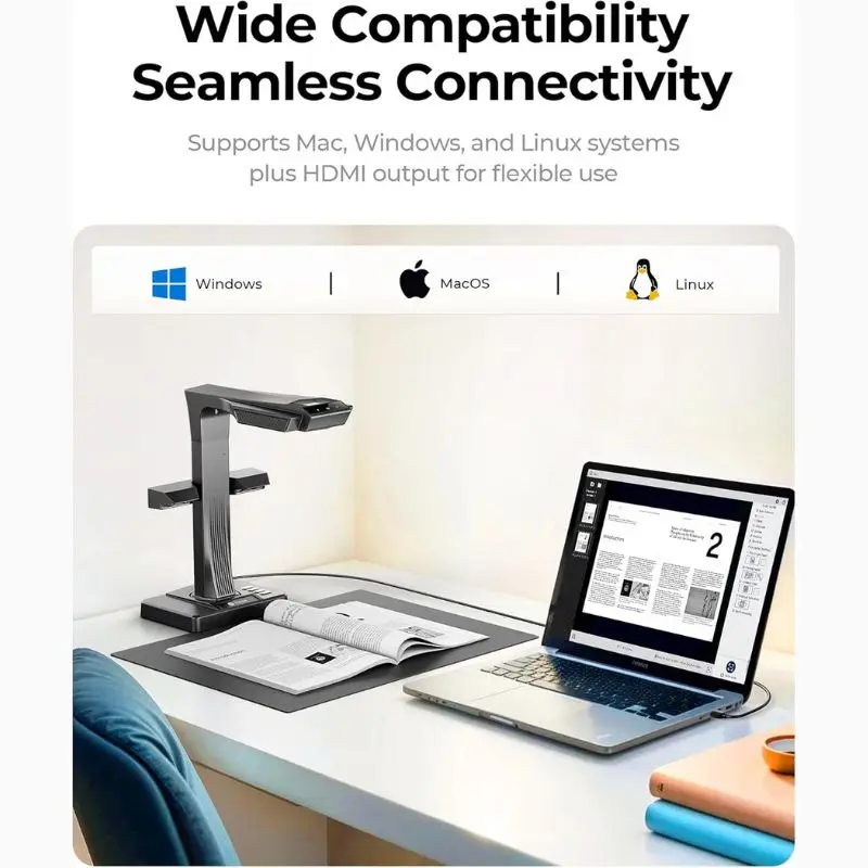 CZUR ET MAX الماسح الضوئي للكتب الاحترافي 38MP كاميرا المستندات منحنى الليزر المسطح USB عالية السرعة وثيقة الماسح الضوئي 180 + لغات OC