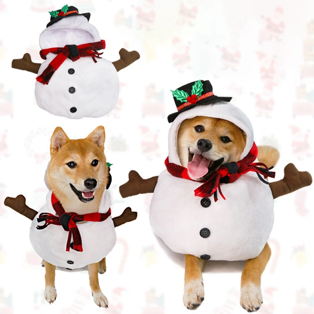 Funny Dog Clothes Standing Snowman Cosplay Costume Pet Christmas Party Dressing up Dogs Cats Outfit for Small Medium Dogs Cats