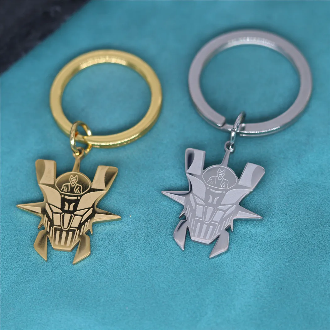 Mazinger Pendant Keychain For Men Women Stainless Steel Warrior Soldier Key Chains Keyring Simple and Elegant Birthday Gift