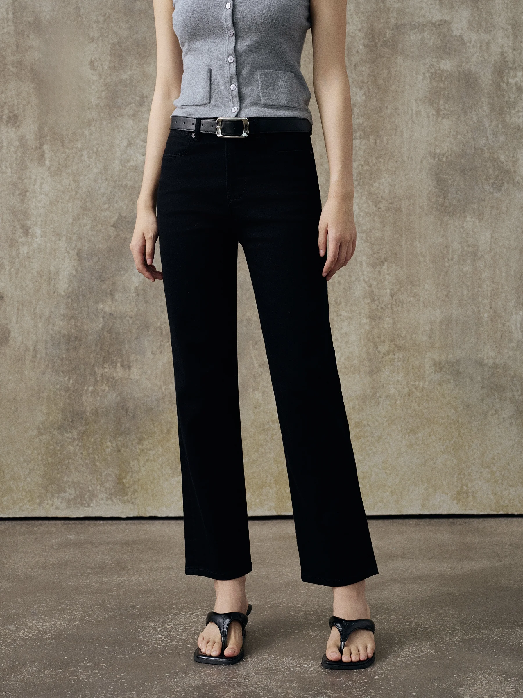 

Высококачественные черные эластичные базовые универсальные облегающие джинсы с девятью точками, прямые джинсы-трубы IF DENIM 8209, смесь хлопка с высокой талией