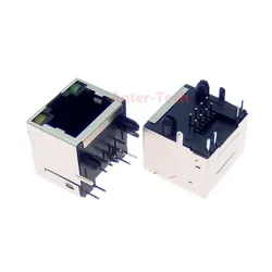 10PCS RJ45 Network Ethernet FEMALE SOCKET with light RIGHT ANGLE 56 8P8C female jack connector