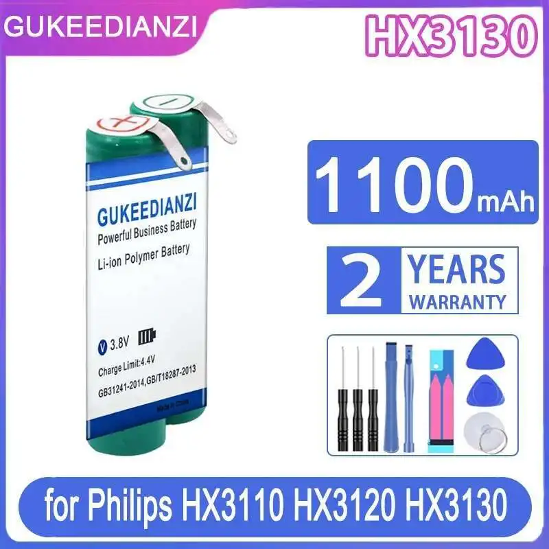 Для Philips HX3110 HX3120 HX3130 HX3100 аккумулятор для электрической зубной щетки 1100 мАч, высокая эффективность