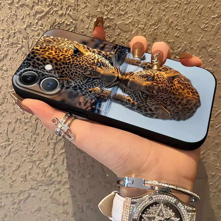 Custodia morbida per telefono leopardata nera per iPhone XS Max 13 12 11 17 Pro Max 17Air 7 8 XR 15 16 14 Plus
