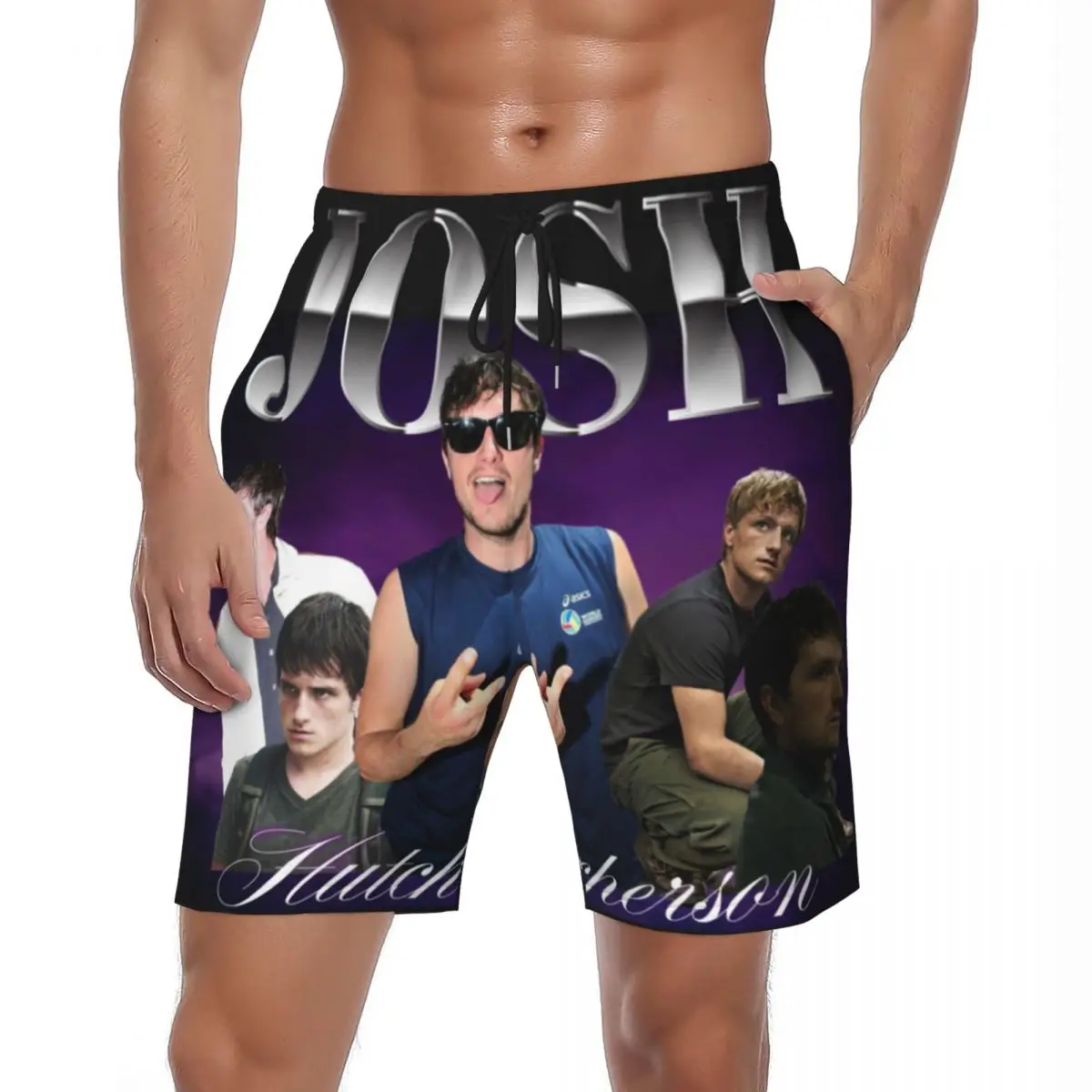

Men Board Shorts J-Josh Hutchersons Cute Hawaii Swimming Trunks Purple Comfortable Surfing Trendy Plus Size Board Short Pants