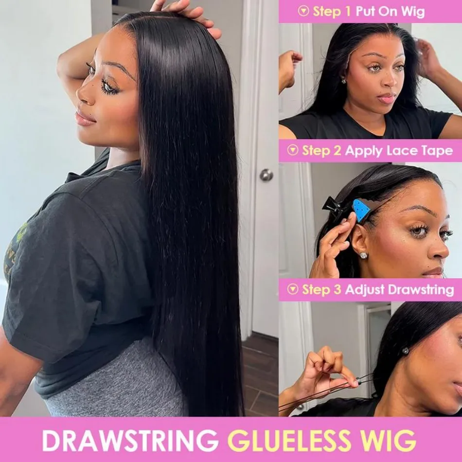 Straight Human Hair Wigs 13X6 Hd Lace Frontal Wig Glueless 5X5 Hd Lace Closure Wig 360 Full Lace Wig Brazilian 40 Inch For Women image 4