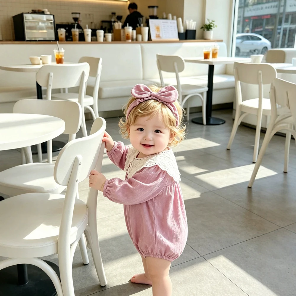 MILANCEL Baby Bodysuits and One-pieces 3-24M Sweet Lace Baby Girls Clothes Toddler One Piece Loose Thin Infant Clothes