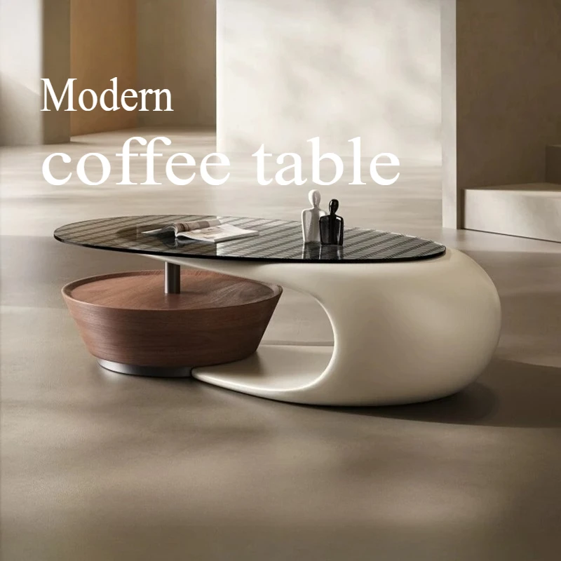 

Designer Glass Coffee Table Interior Modern Special-shaped Mid-century Auxiliary Side Table Sedentary Living Room Furniture