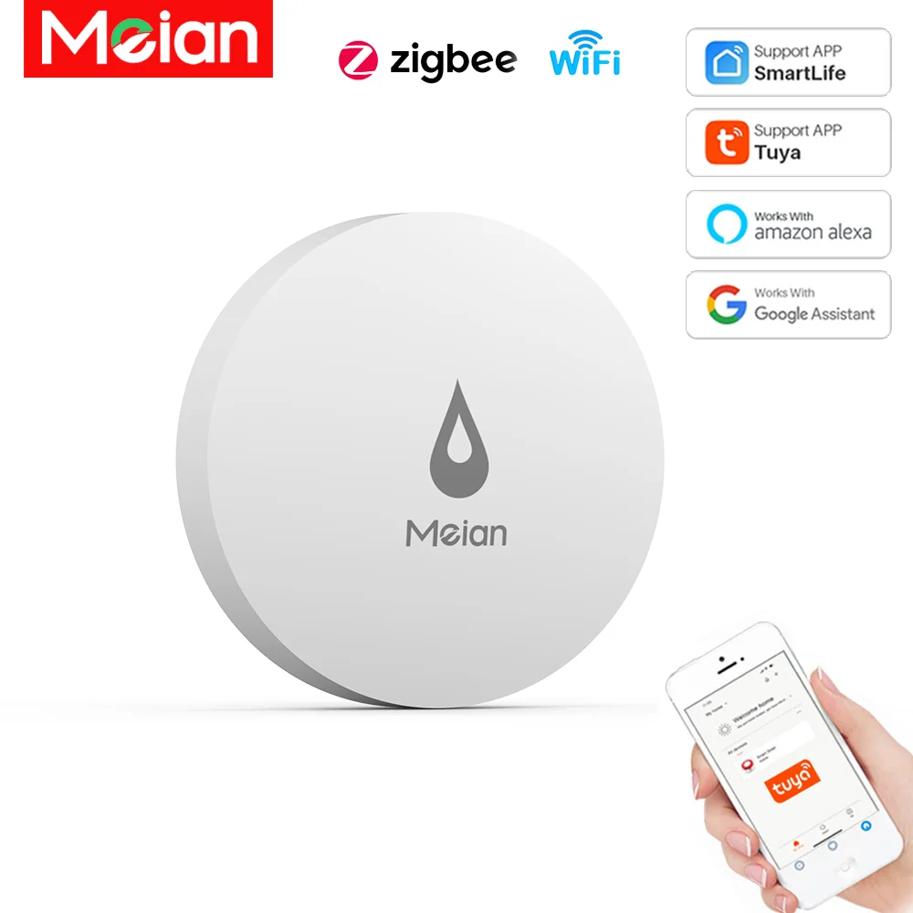 MEIAN-Capteur de fuite d'eau Zigbee, capteur d'eau WiFi, Aubess, système de protection contre les fuites, application de surveillance à distance, prise en charge de la maison intelligente