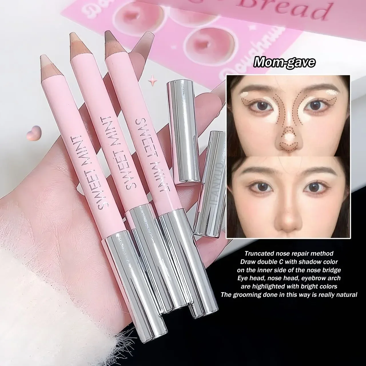 Natural 3D Contouring Pen Face Brightening Corrector Nose Shadow Sculpting Face Silkworm Highlighter Shading Stick Korean Makeup