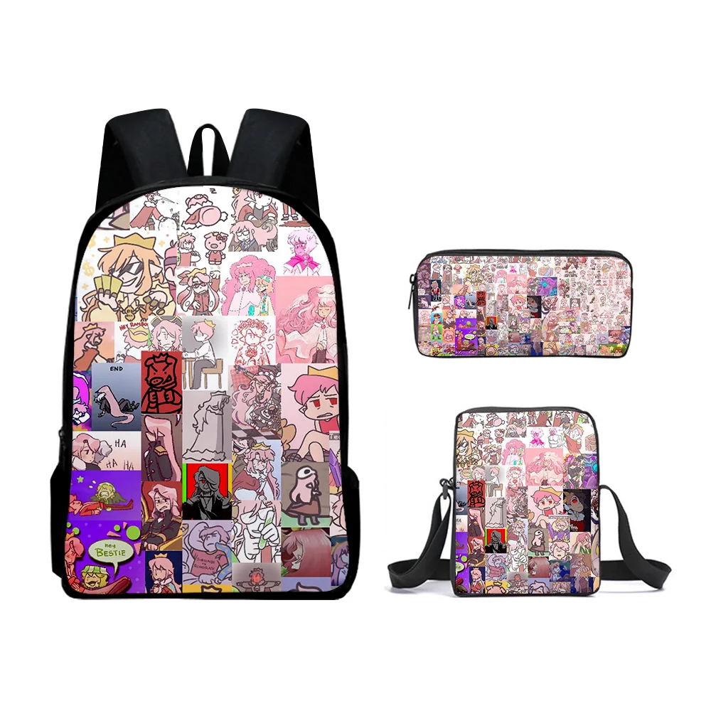 Classic Novelty Technoblade 3D Print 3pcs/Set pupil School Bags Laptop Daypack Backpack Inclined shoulder bag Pencil Case