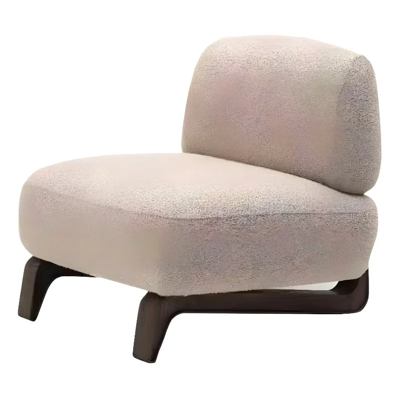 

Nordic minimalist creative solid wood fabric living room model room lamb wool sofa