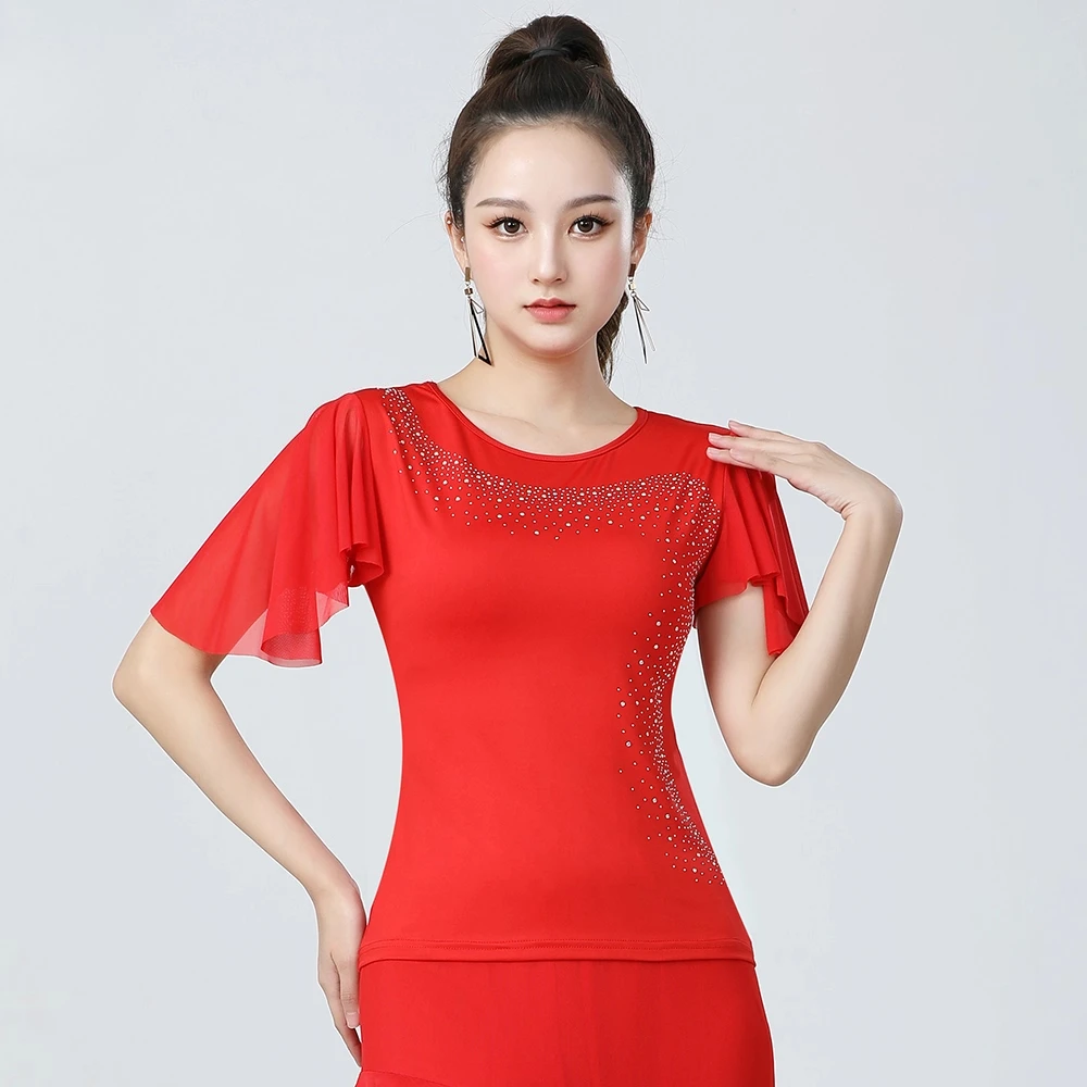 Vestido de dança latina adulto feminino personalizado dança moderna profissional prática terno conjunto figura gaze manga trajes superiores