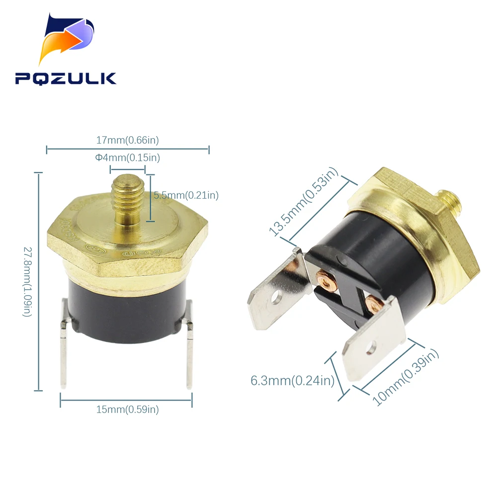 1PCS M4 10A250V Normally closed KSD301 40-150 degree Bakelite KSD-301 Temperature Switch Thermostat Sensor Thread-in Brass Probe