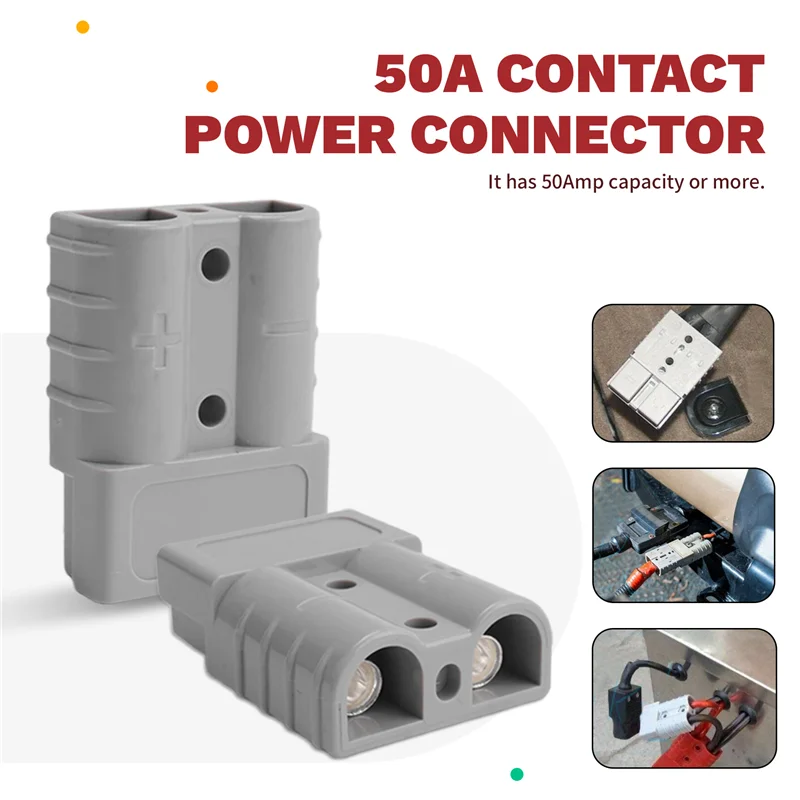 

ABVA-10Pcs For Anderson Style Plug Connectors DC Power Tool 50A 12-24V 6AWG Double Pole With Copper Contact Power Connectors
