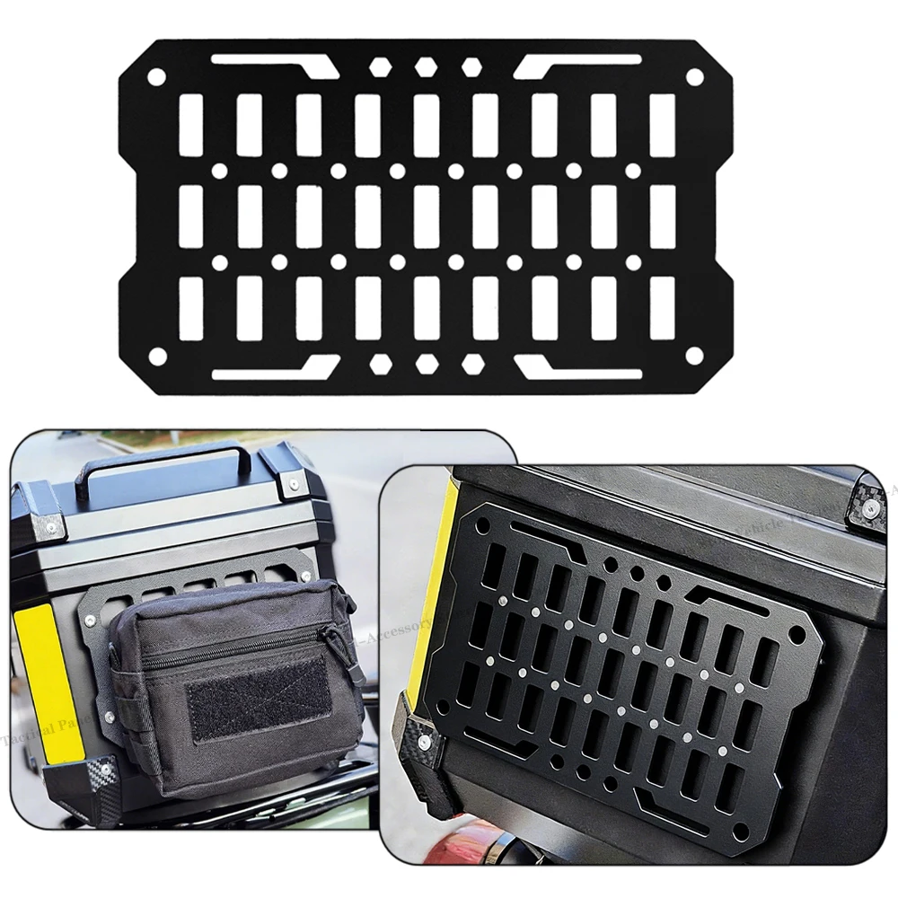 

1PCS Modular Motorcycle Top Case Tactical Trunk Storage Organizer Aluminum Alloy Molle Panel Quick-Install Storage Box