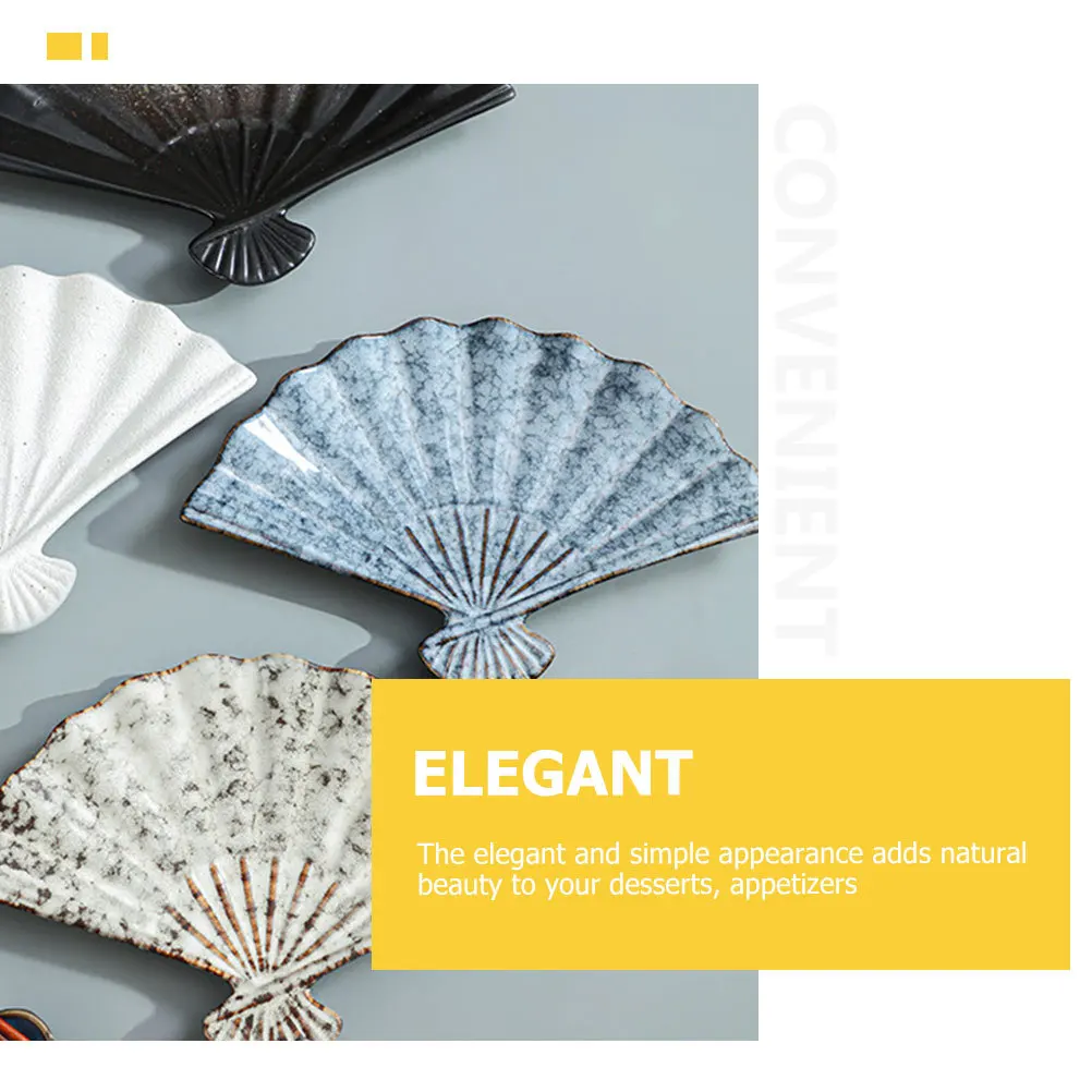 

Japanese Style Fan Shaped Ceramic Sushi Plate Multi-Function Sashimi Serving Tray Decorative Sushi Display Plate for Home