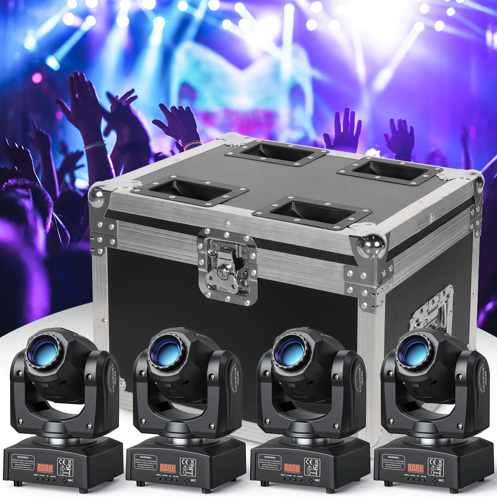 Fieryzeal Heavy-duty Gator Cases for (4) 30W RGBW Moving Head Light Disco DJ Party Lighting Flycase Stage Light Airline Case